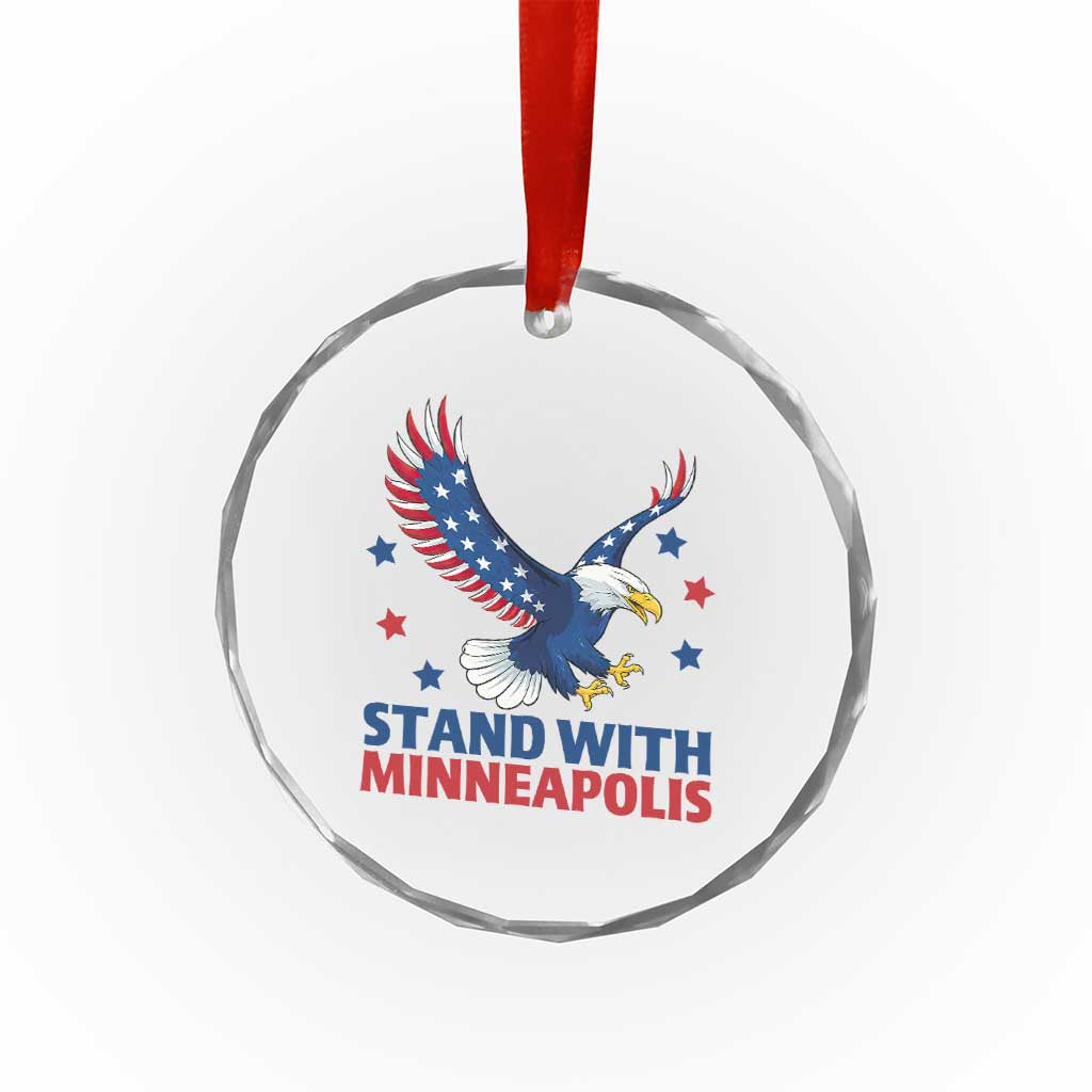 Stand With Minneapolis Crystal Glass Ornament American Eagle Protest Gift
