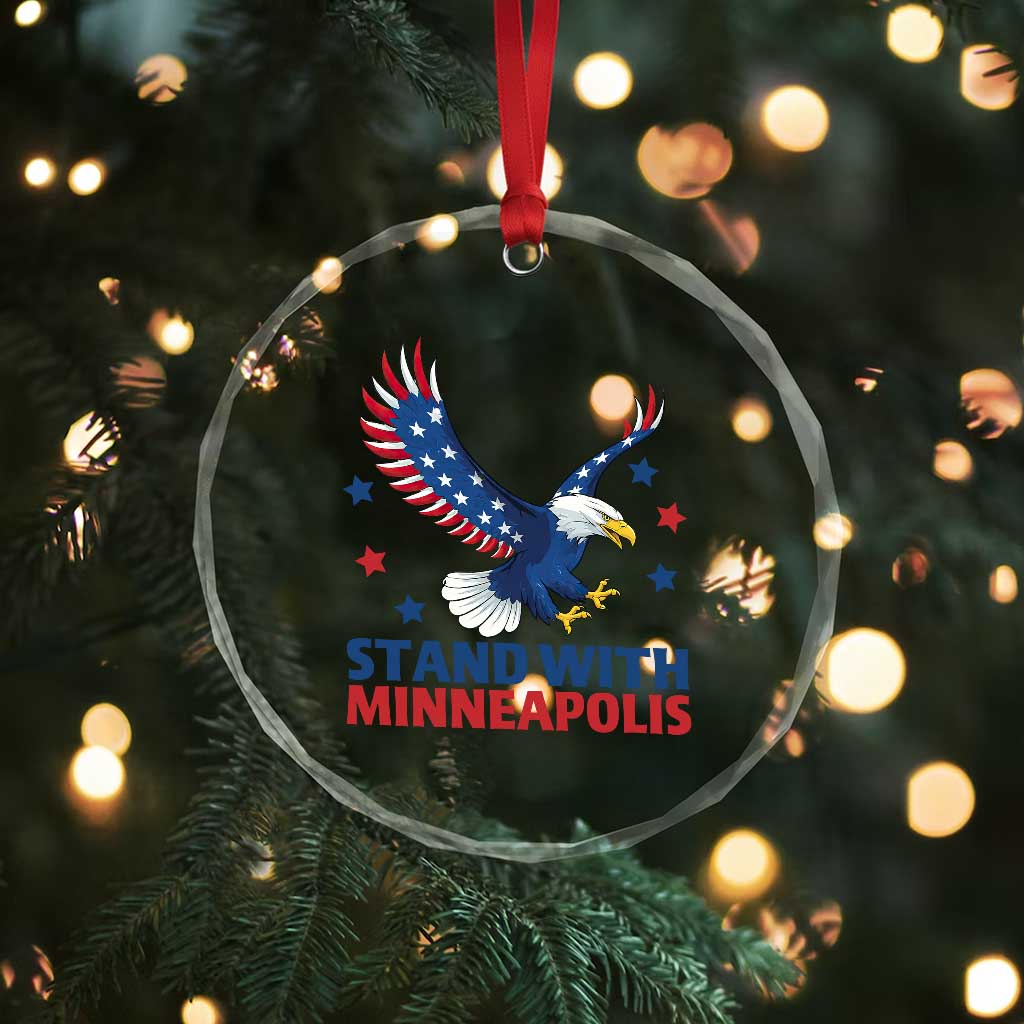 Stand With Minneapolis Crystal Glass Ornament American Eagle Protest Gift