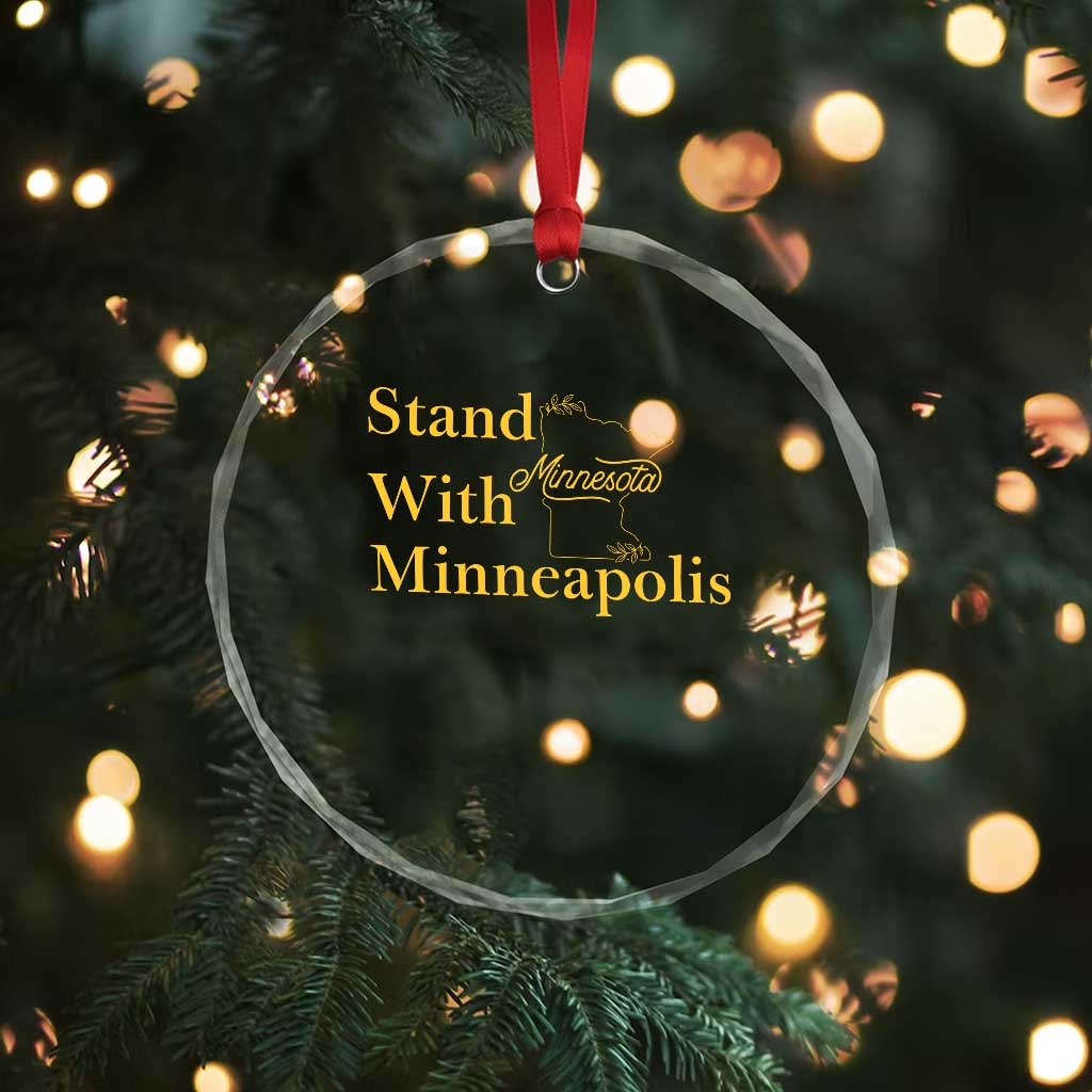Stand With Minneapolis Crystal Glass Ornament Community And Social Justice Gift