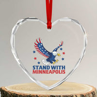 Stand With Minneapolis Heart Crystal Glass Ornament American Eagle Protest Gift
