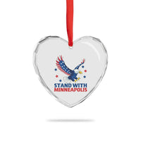 Stand With Minneapolis Heart Crystal Glass Ornament American Eagle Protest Gift