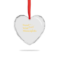 Stand With Minneapolis Heart Crystal Glass Ornament Community And Social Justice Gift