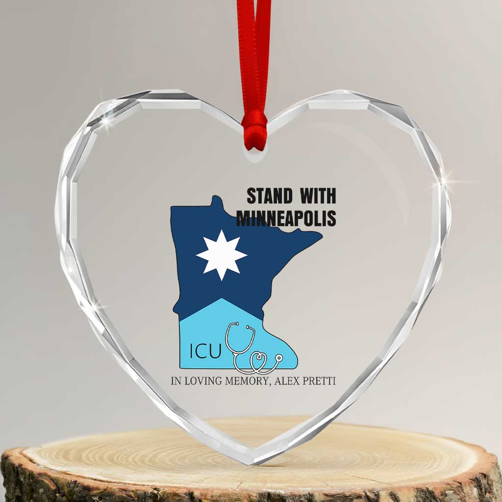 Stand With Minneapolis Heart Crystal Glass Ornament In Loving Memory Of Alex