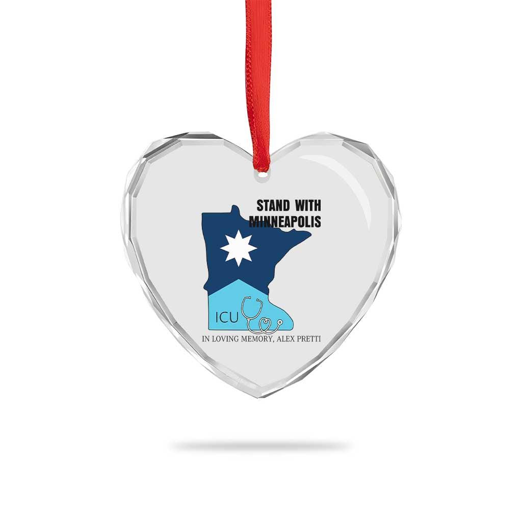 Stand With Minneapolis Heart Crystal Glass Ornament In Loving Memory Of Alex