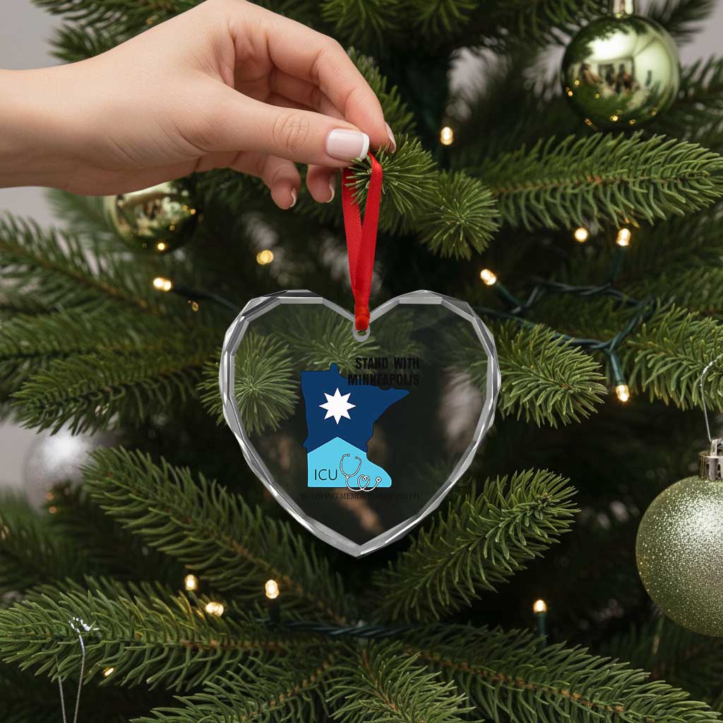 Stand With Minneapolis Heart Crystal Glass Ornament In Loving Memory Of Alex