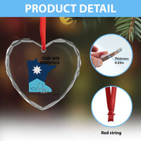 Stand With Minneapolis Heart Crystal Glass Ornament In Loving Memory Of Alex