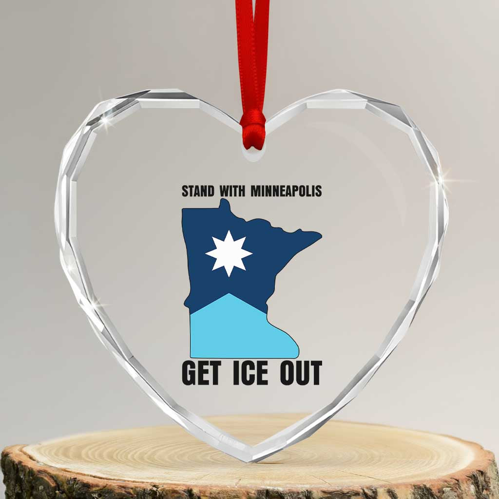 Stand With Minneapolis Heart Crystal Glass Ornament Social Justice Support