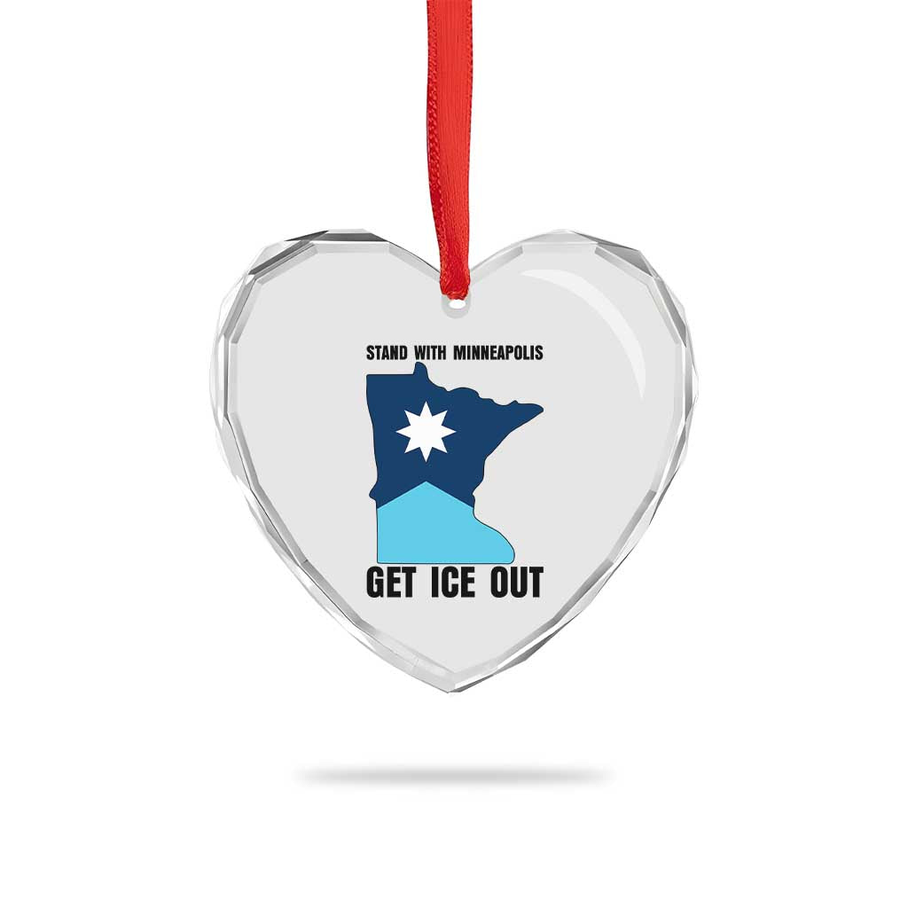 Stand With Minneapolis Heart Crystal Glass Ornament Social Justice Support
