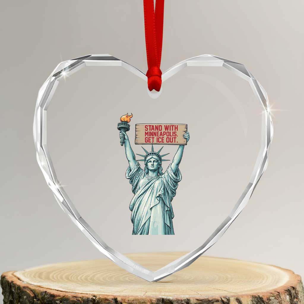 Stand With Minneapolis Heart Crystal Glass Ornament Statue Of Liberty Torch Justice Support