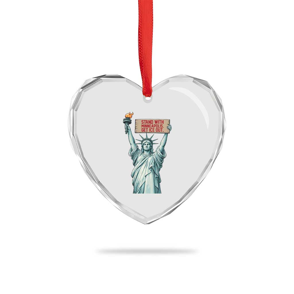 Stand With Minneapolis Heart Crystal Glass Ornament Statue Of Liberty Torch Justice Support