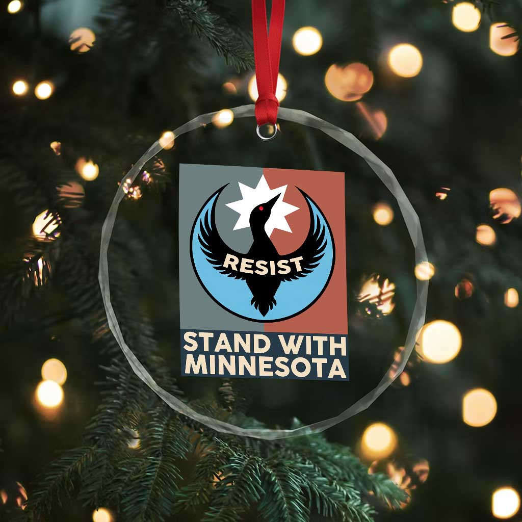 Stand With Minnesota Crystal Glass Ornament Common Loon Pride Support