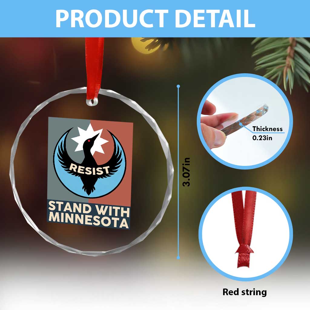 Stand With Minnesota Crystal Glass Ornament Common Loon Pride Support