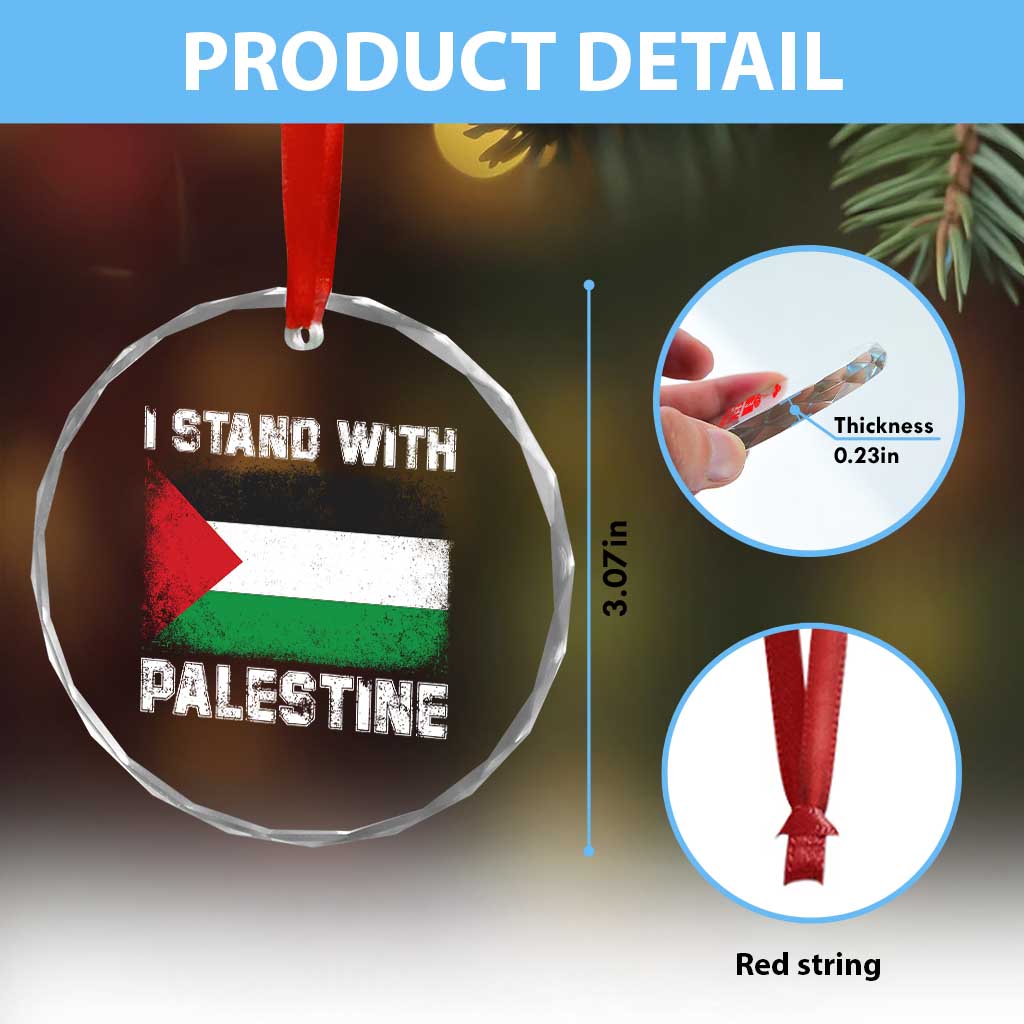 Stand With Palestine Crystal Glass Ornament Gaza Palestinian Flag TS10