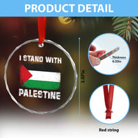 Stand With Palestine Crystal Glass Ornament Gaza Palestinian Flag TS10