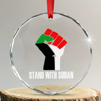 Stand With Sudan Power Fist Crystal Glass Ornament Sudan Flag Activist Peace and Protest - Wonder Print Shop
