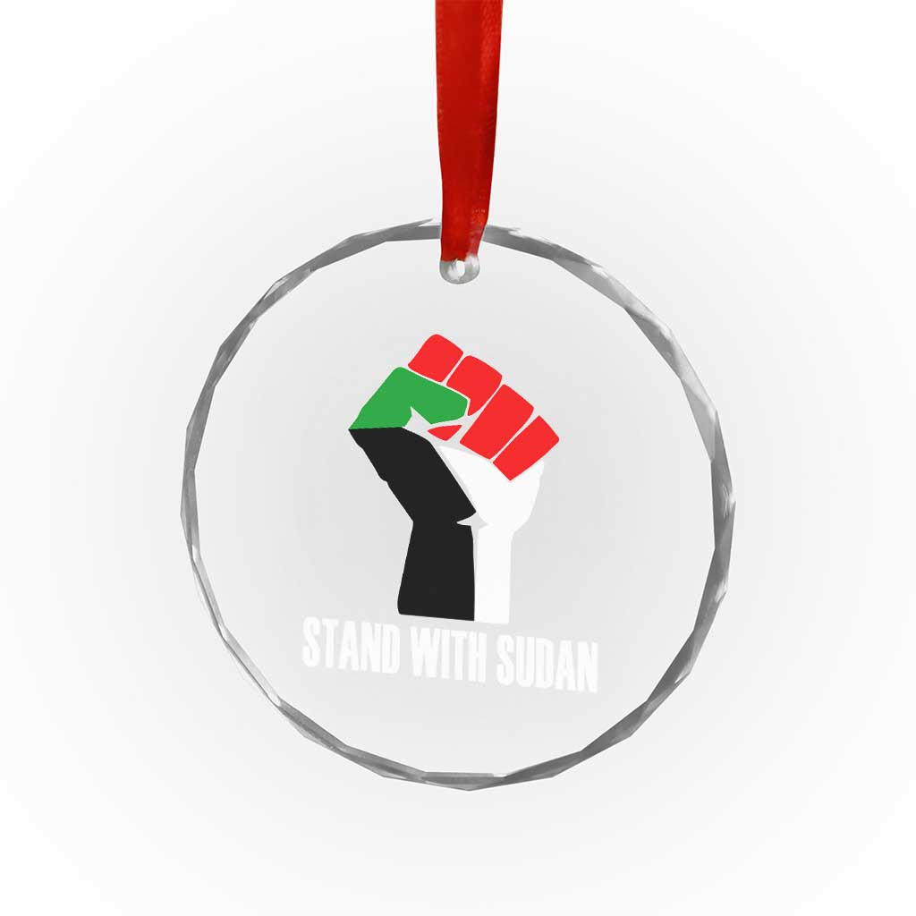 Stand With Sudan Power Fist Crystal Glass Ornament Sudan Flag Activist Peace and Protest - Wonder Print Shop