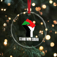 Stand With Sudan Power Fist Crystal Glass Ornament Sudan Flag Activist Peace and Protest - Wonder Print Shop