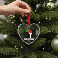 Stand With Sudan Power Fist Heart Crystal Glass Ornament Sudan Flag Activist Peace and Protest - Wonder Print Shop