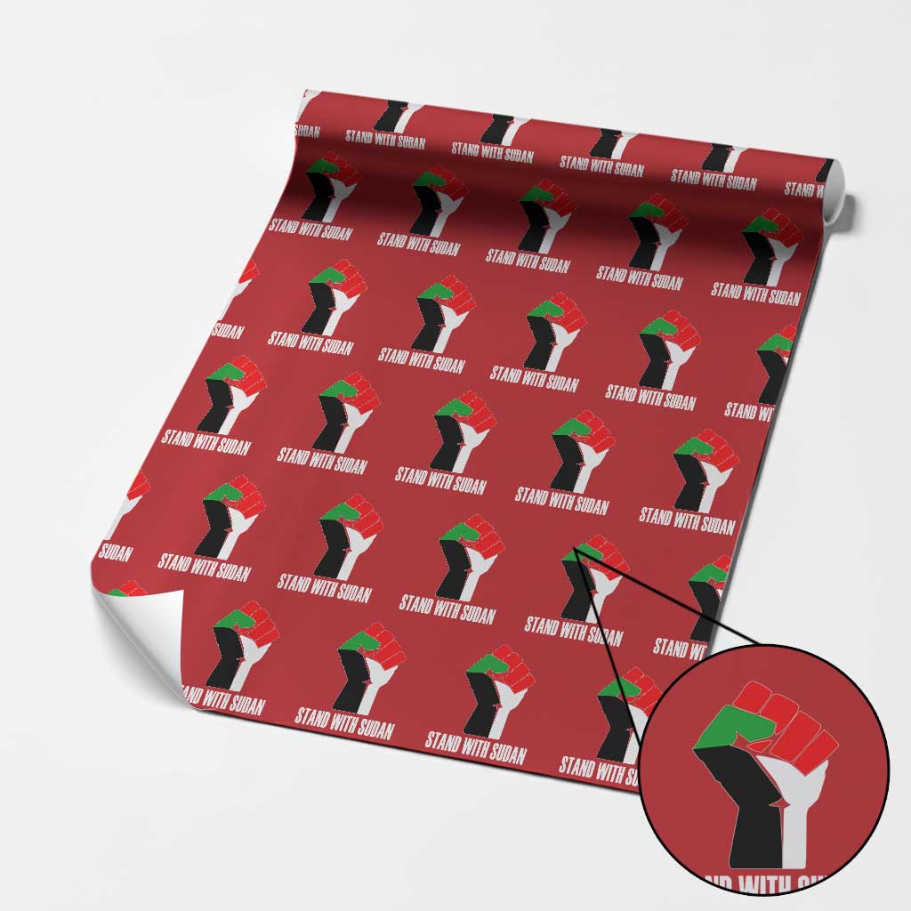 Stand With Sudan Power Fist Wrapping Paper Roll Sudan Flag Activist Peace and Protest - Wonder Print Shop