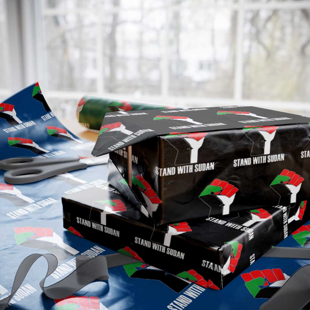 Stand With Sudan Power Fist Wrapping Paper Roll Sudan Flag Activist Peace and Protest - Wonder Print Shop