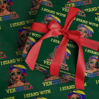 Stand With Venezuela Patriotic Wrapping Paper Roll Venezuelan Flag Empowering Afro Latina Messy Bun Bandana - Wonder Print Shop