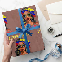 Stand With Venezuela Patriotic Wrapping Paper Roll Venezuelan Flag Empowering Afro Latina Messy Bun Bandana - Wonder Print Shop