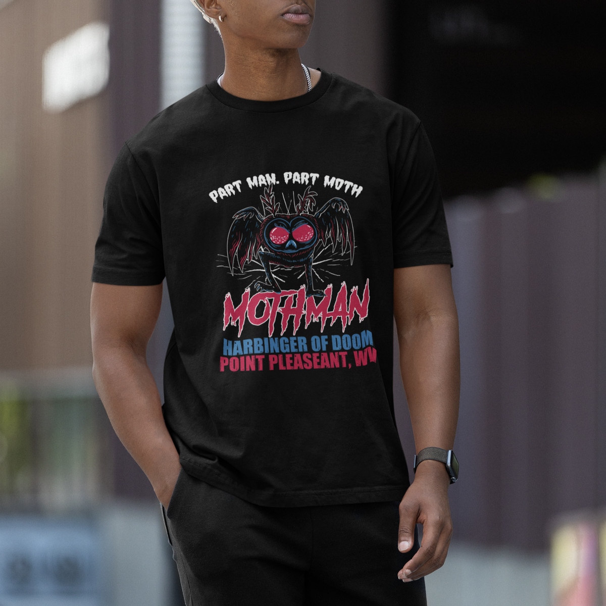 Funny Mothman T Shirt Part Man Part Moth Harbinger Of Doom Point Pleasent WV - Wonder Print Shop