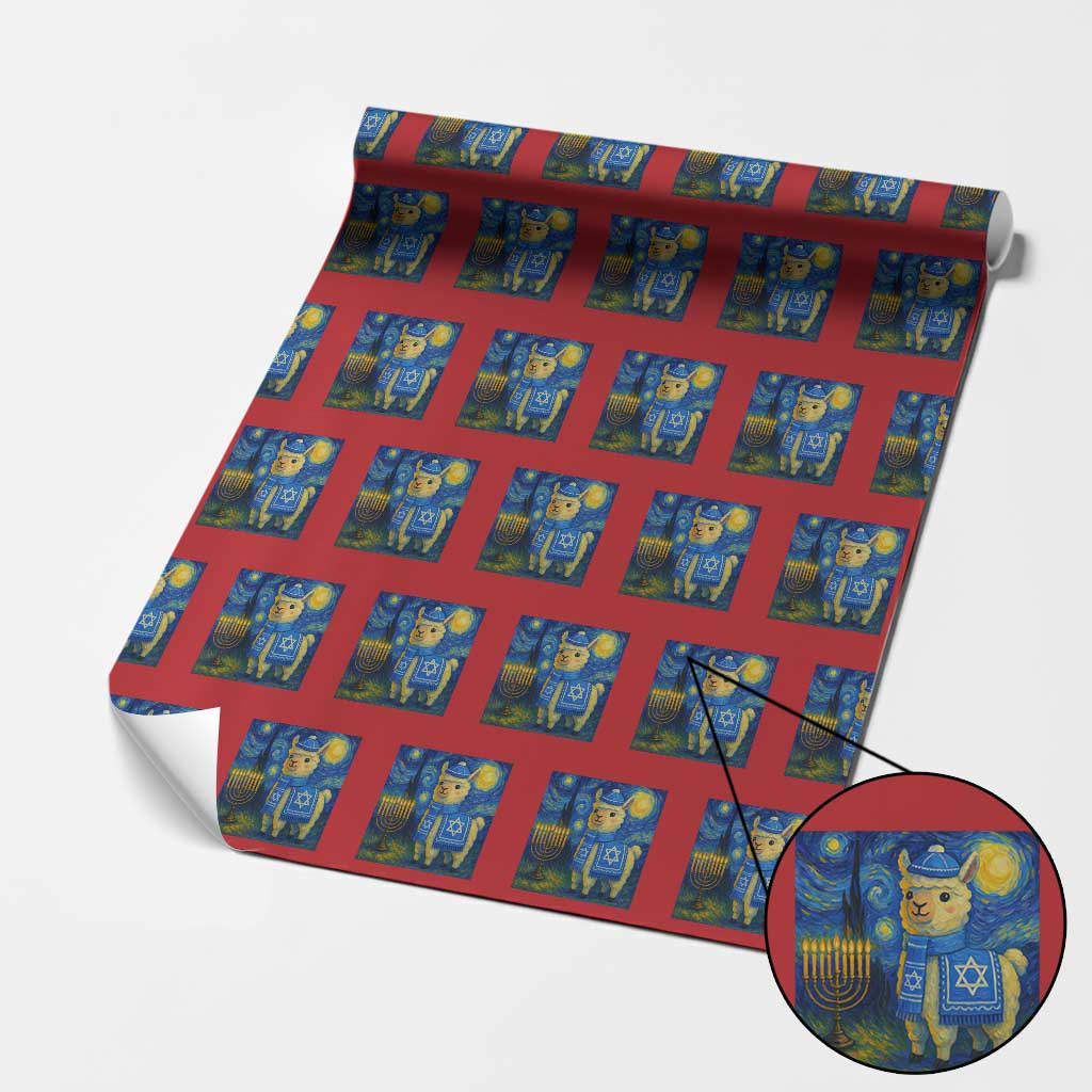 Starry Hanukkah Night Wrapping Paper Roll Funny Llama Jewish Holiday Gift - Wonder Print Shop
