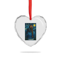 Starry Night Art Parody Heart Crystal Glass Ornament Girl And Labrador Retriever Dog Mom Gift - Wonder Print Shop