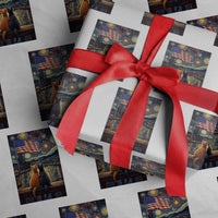 Starry Night Cat Patriotic American Pride Wrapping Paper Roll