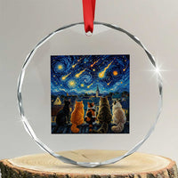Starry Night Cats Watching Meteors Crystal Glass Ornament Astronomy Lover Gift