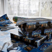 Starry Night Cats Watching Meteors Wrapping Paper Roll Astronomy Lover Gift