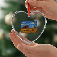 Starry Night Desert Monument Valley Heart Crystal Glass Ornament Hogan Home Oil Painting Graphic