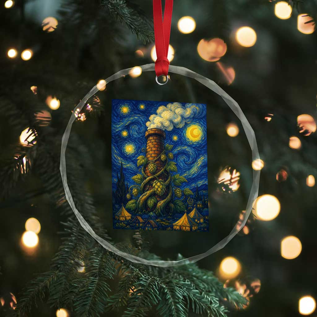 Starry Night Hops Brewery Crystal Glass Ornament Vintage Hops Beer Lover Painterly