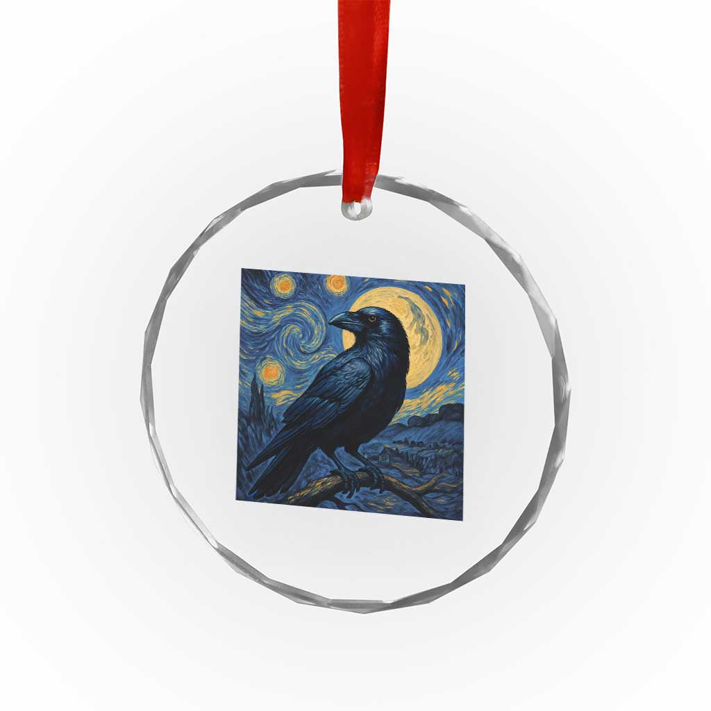 Starry Night Raven Moon Van Gogh Crystal Glass Ornament - Wonder Print Shop
