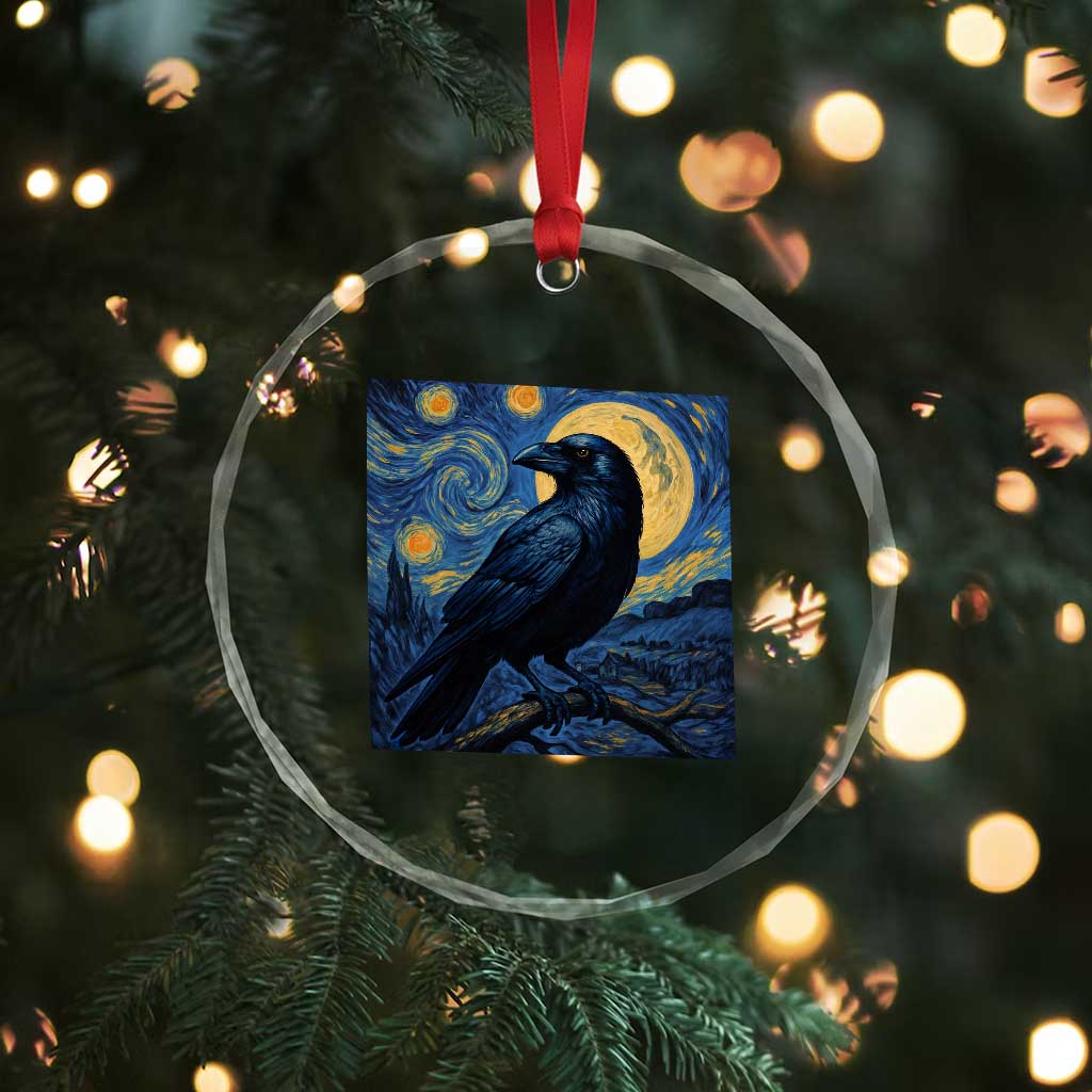 Starry Night Raven Moon Van Gogh Crystal Glass Ornament - Wonder Print Shop