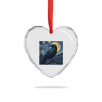 Starry Night Raven Moon Van Gogh Heart Crystal Glass Ornament - Wonder Print Shop