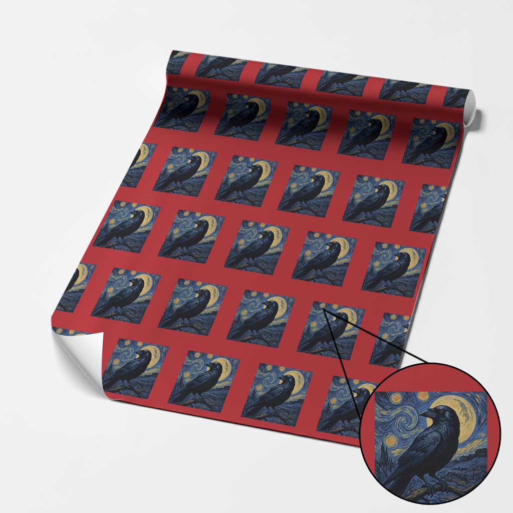 Starry Night Raven Moon Van Gogh Wrapping Paper Roll - Wonder Print Shop