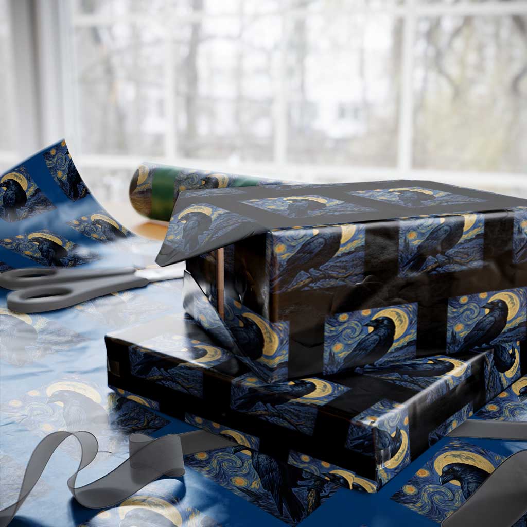 Starry Night Raven Moon Van Gogh Wrapping Paper Roll - Wonder Print Shop