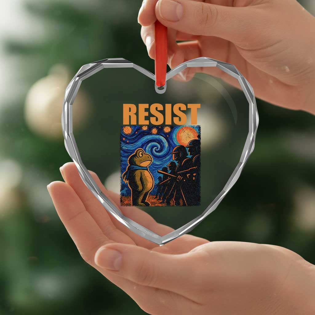Starry Night Resist Frog Heart Crystal Glass Ornament Resistance Protest Surreal Art Graphic - Wonder Print Shop