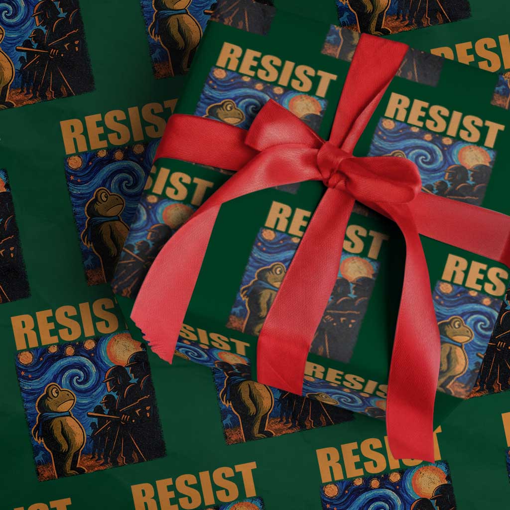 Starry Night Resist Frog Wrapping Paper Roll Resistance Protest Surreal Art Graphic - Wonder Print Shop