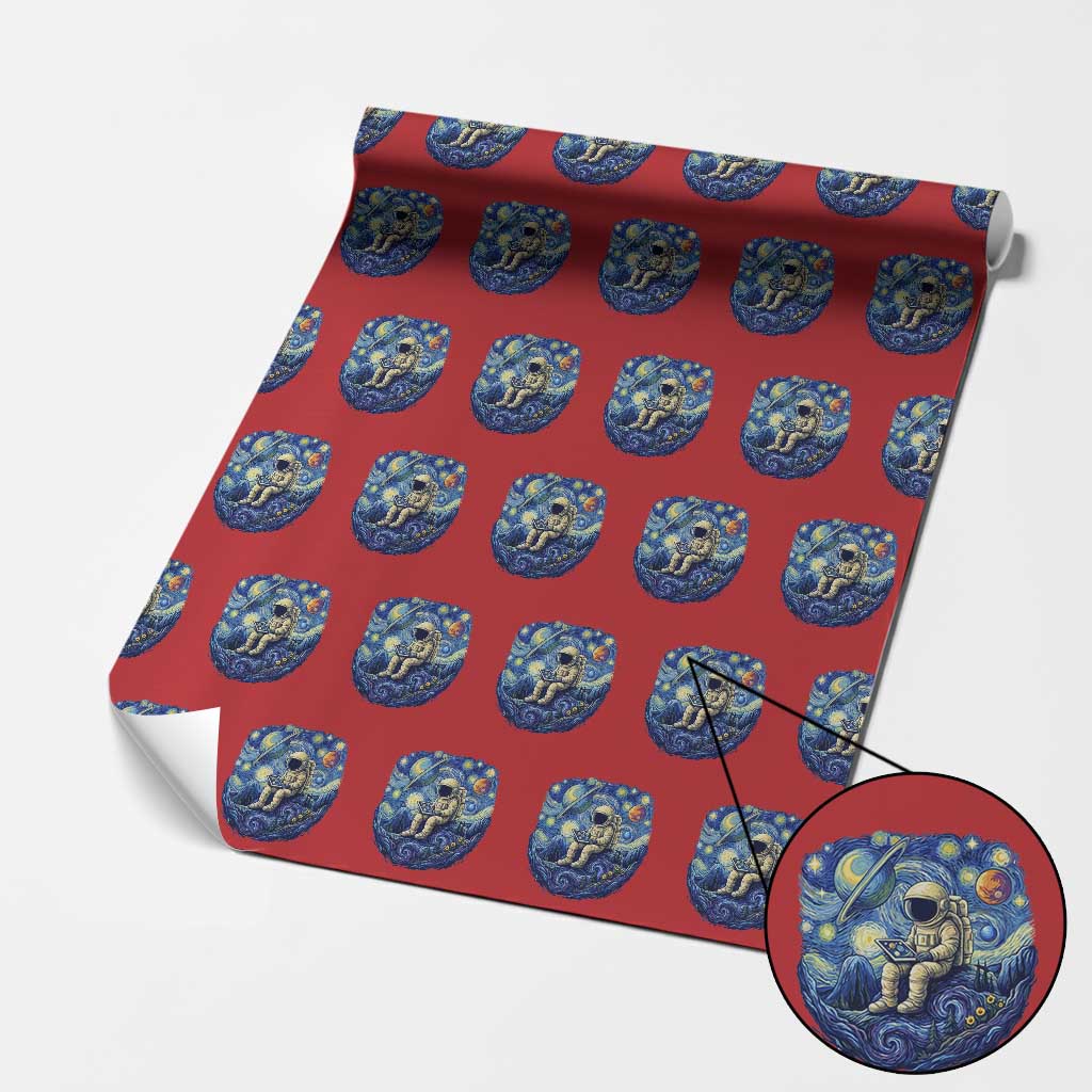 Starry Night Space Bookworm Wrapping Paper Roll Funny Astronaut Reader Gift