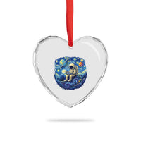 Starry Night Space Bookworm Heart Crystal Glass Ornament Funny Astronaut Reader Gift