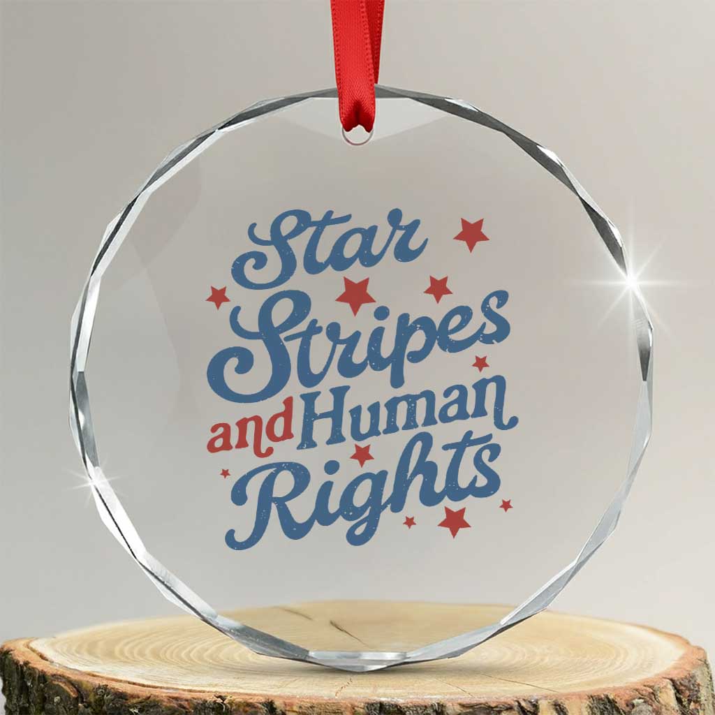 Stars and Stripes and Human Rights Crystal Glass Ornament Progressive Patriotic Equality Modern Patriot