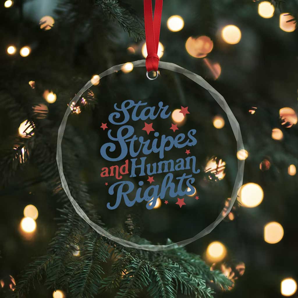 Stars and Stripes and Human Rights Crystal Glass Ornament Progressive Patriotic Equality Modern Patriot