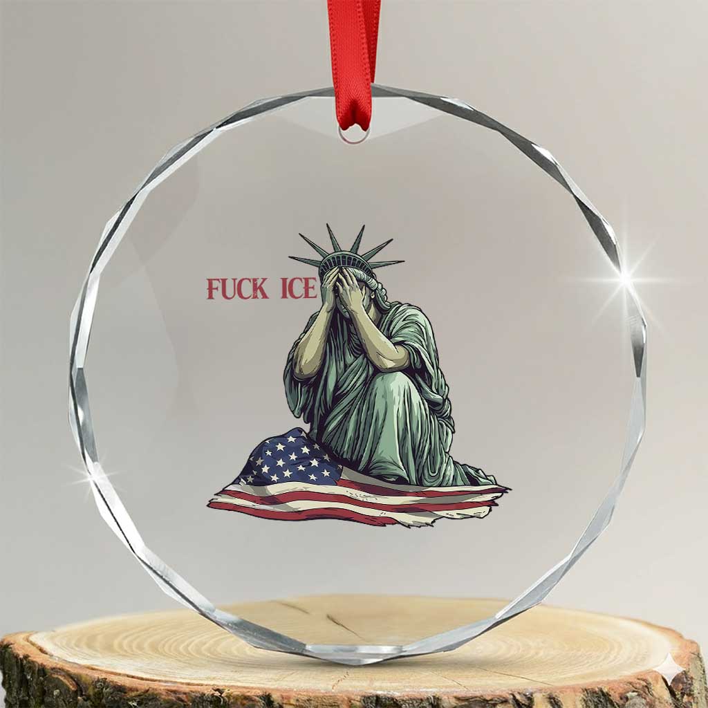 Statue of Liberty Anti ICE Deportation Human Rights Protest Crystal Glass Ornament