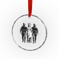 Statue Of Liberty Arrested Crystal Glass Ornament Funny Immigrant Rights Political Protest