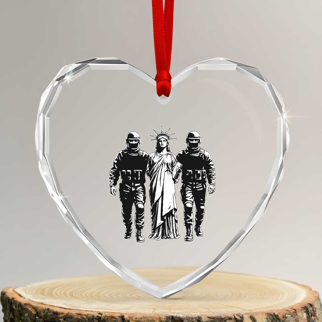 Statue Of Liberty Arrested Heart Crystal Glass Ornament Funny Immigrant Rights Political Protest