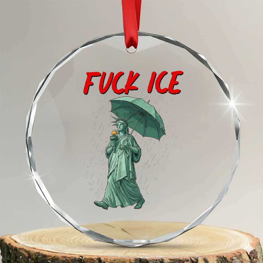 Statue of Liberty Crying Anti ICE Protest Meme Crystal Glass Ornament