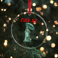 Statue of Liberty Crying Anti ICE Protest Meme Crystal Glass Ornament